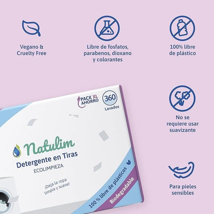 Detergente Tira Natulim Floral 360 lavados