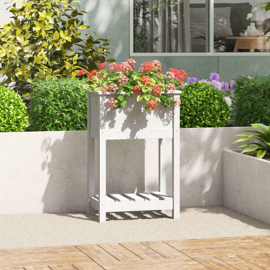 Jardinera De Madera Maciza De Pino Blanco 54x34,5x81 Cm_1