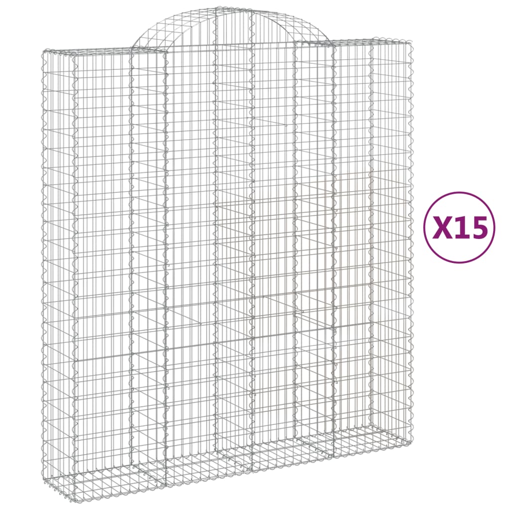 Cestas De Gaviones 15 Uds Forma De Arco Hierro 200x50x220/240cm_0