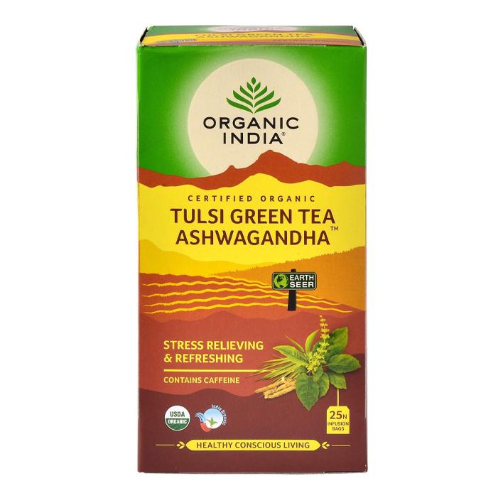 Tulsi Green Tea Ashwagandha Organic India 25 bolsitas