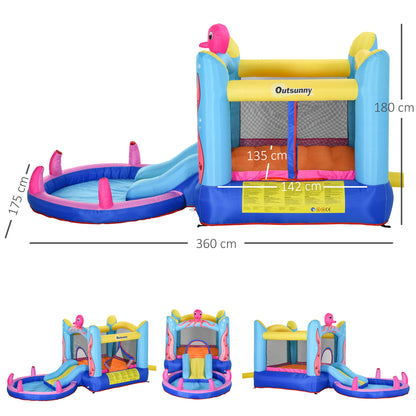 Outsunny Castillo Hinchable Para Niños Con Piscina 360x175x180 Cm Multicolor_2