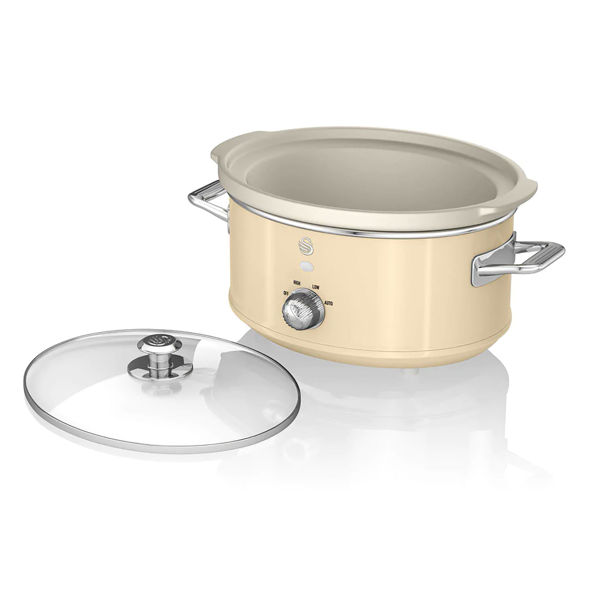 Swan Retro Olla Cocción Lenta, 3,5l, Recipiente Extraíble Antiadherente Cerámica Libre Pfoa, Vintage, Sf17021cneu, Crema_3