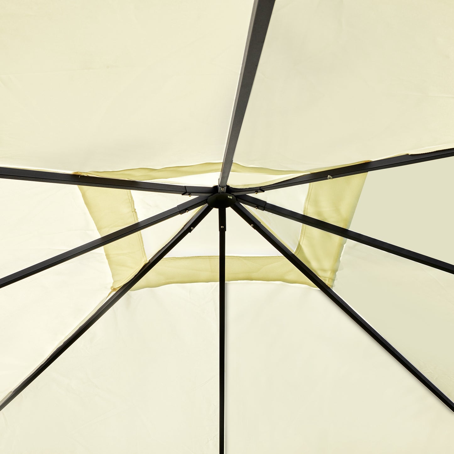 Outsunny Carpa 2,97x2,97x2,6m Cenador Con Acero Y Paravientos Laterales Crema_4