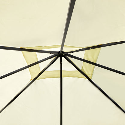 Outsunny Carpa 2,97x2,97x2,6m Cenador Con Acero Y Paravientos Laterales Crema_4