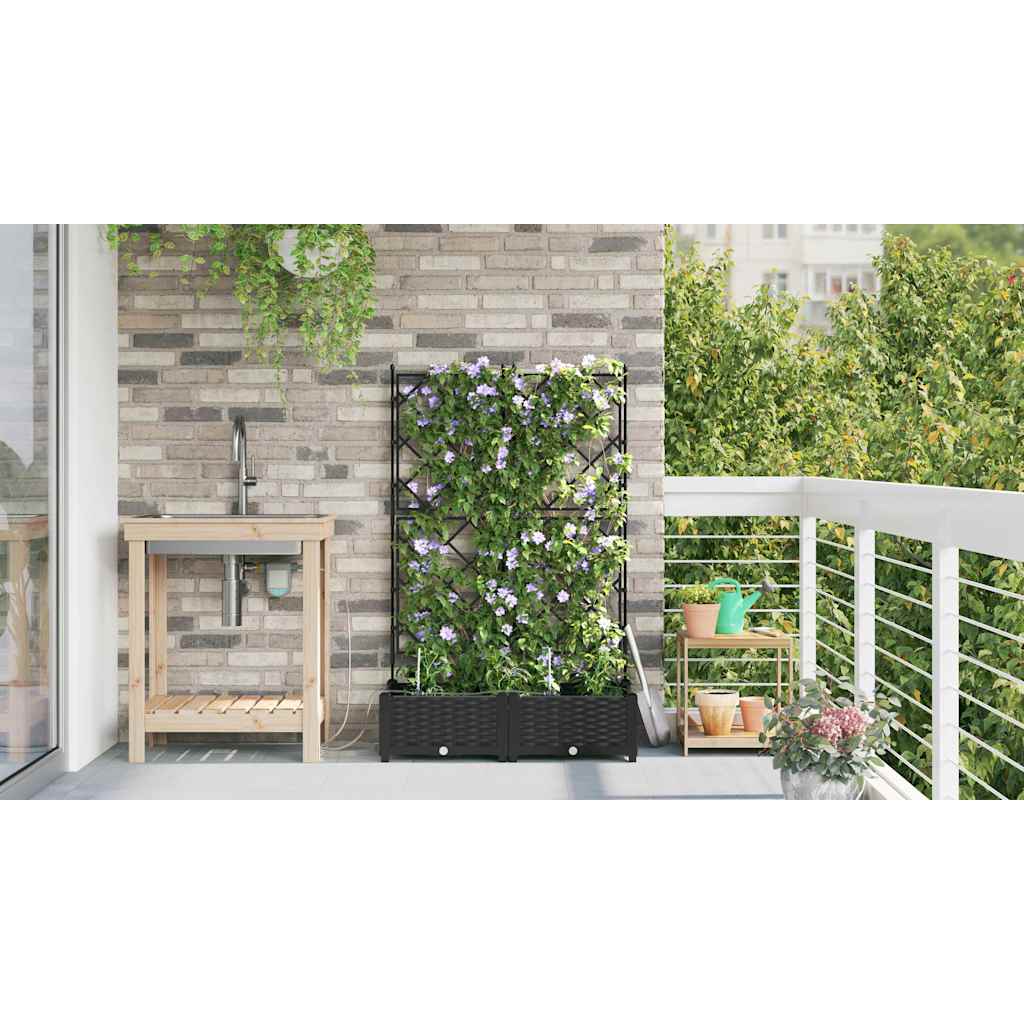 Macetero De Jardín 2 Uds. Negro 80 X 40 X 126 Cm Pp_3