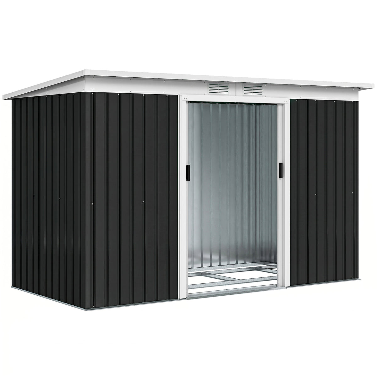 Cobertizo De Jardín Base 3,1 M² Outsunny 280x130x172 Cm Gris Oscuro_0