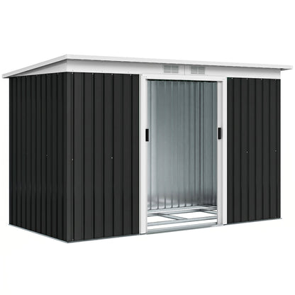Cobertizo De Jardín Base 3,1 M² Outsunny 280x130x172 Cm Gris Oscuro_0