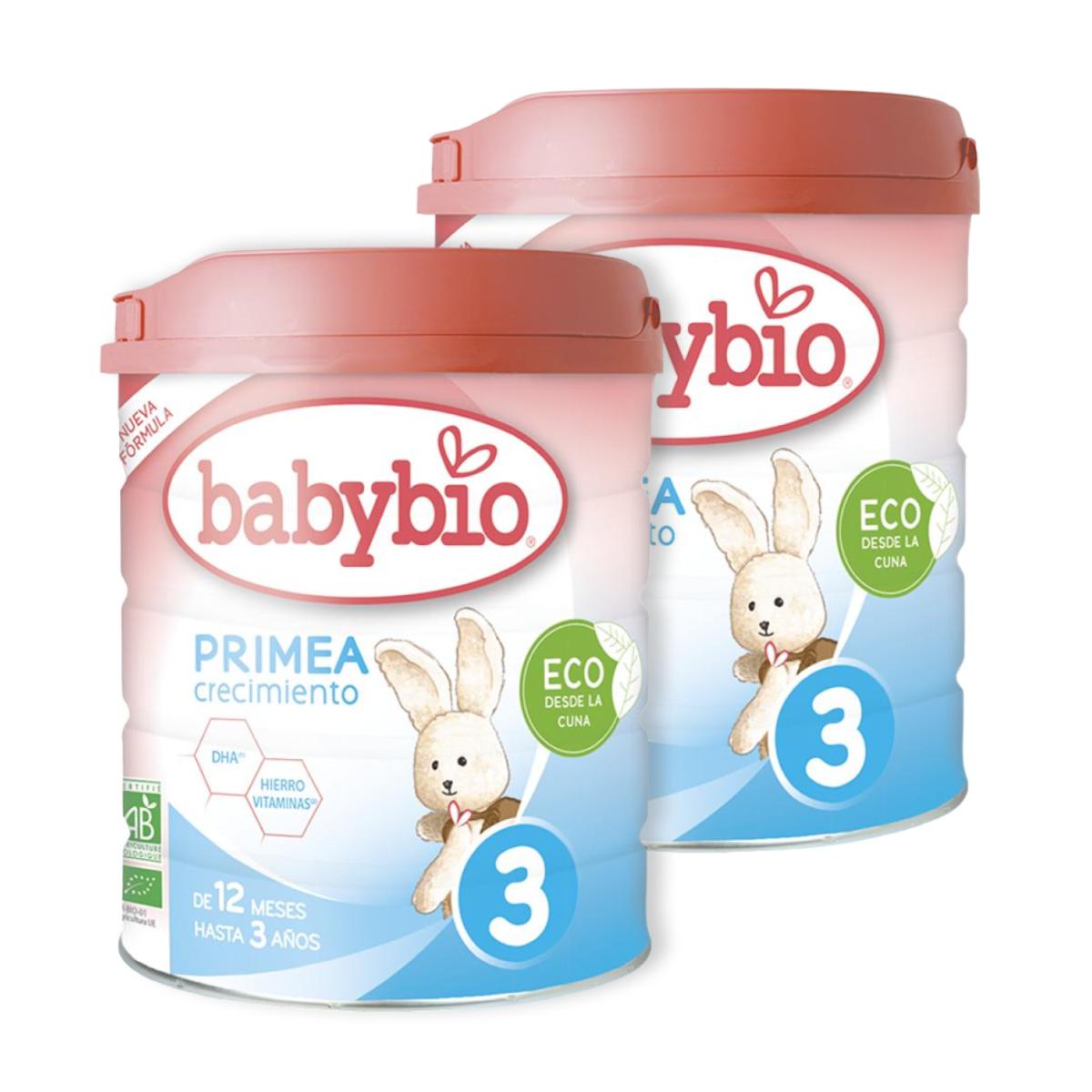 Pack 2x Leche Primea 3 (12 meses a 3 años) Ecológica, 800 g Babybio