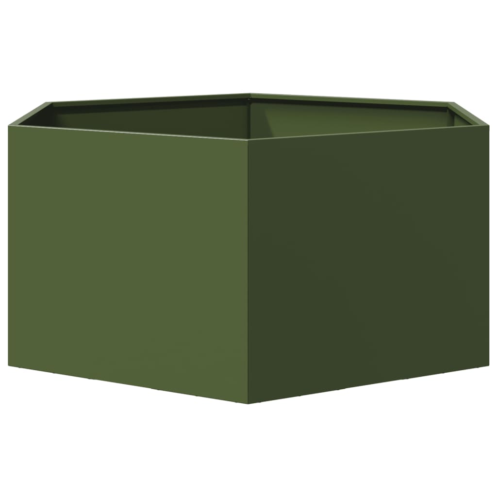 Jardinera Hexagonal De Acero Verde Oliva 104x90x45 Cm_3