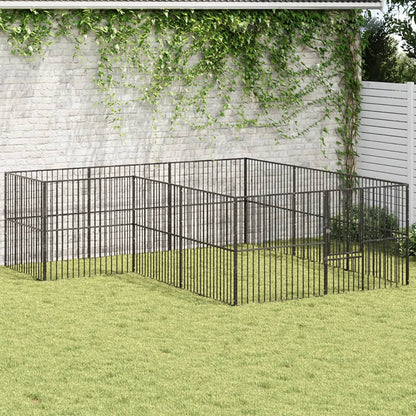 Corralito Para Perros Con 12 Paneles Acero Galvanizado Negro_1