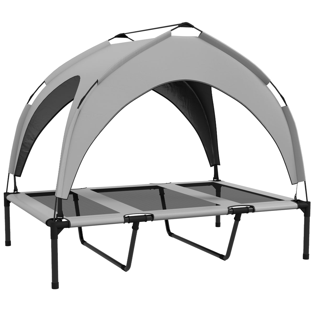 Pawhut Cama Elevada Para Perros Grandes Con Toldo 106x76x94 Cm Gris Claro_1