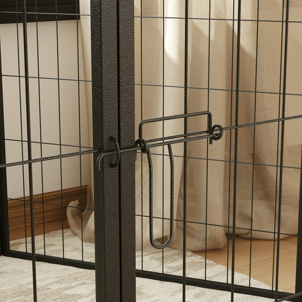 Pawhut Parque Para Perros De 6 Paneles De 80 Cm De Altura Con Puerta Negro_4