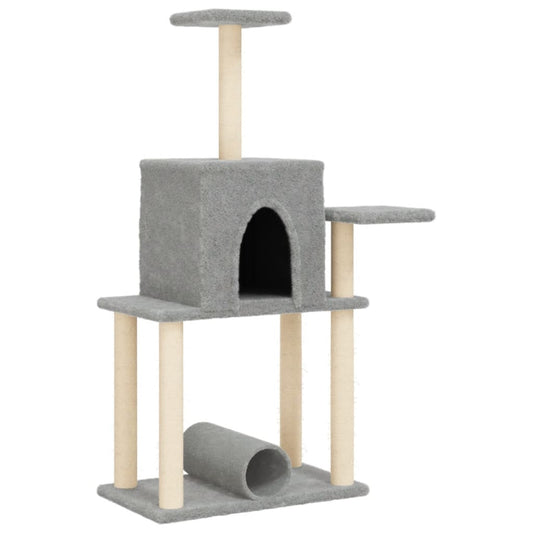 Rascador Para Gatos Con Postes De Sisal Gris Claro 122 Cm_0