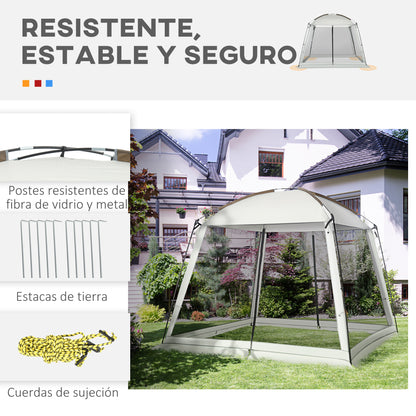 Outsunny Carpa De Jardín 3x3 M Para 6-8 Personas Con 4 Mosquiteras Y 2 Puertas_5