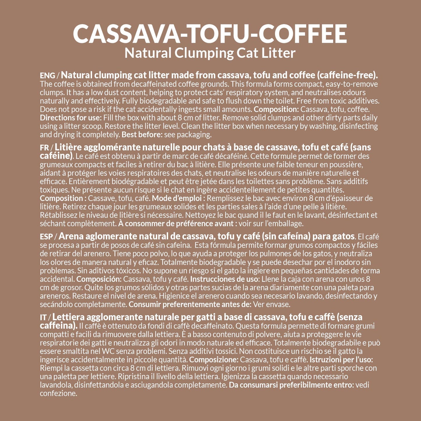 Arena de Yuca y Café para Gatos Arquivet 6L