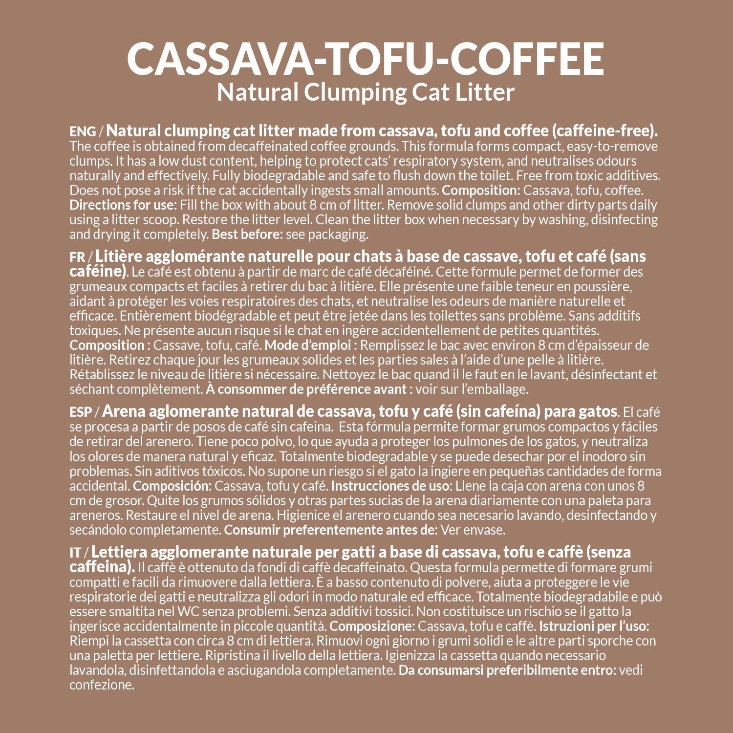 Arena de Yuca y Café para Gatos Arquivet 6L