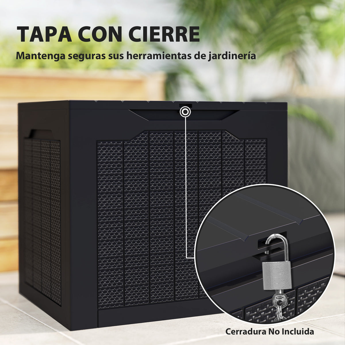 Baúl De Almacenaje Outsunny Pp Negro 56x41x50 Cm_5