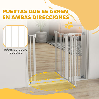 Pawhut Barrera De Seguridad Con Longitud Ajustable 74-97,5x76,2 Cm Blanco_4