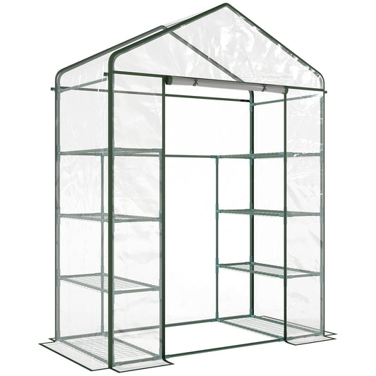 Invernadero De Jardín Outsunny Tubo De Acero, Pvc Verde 143x73x195cm_0