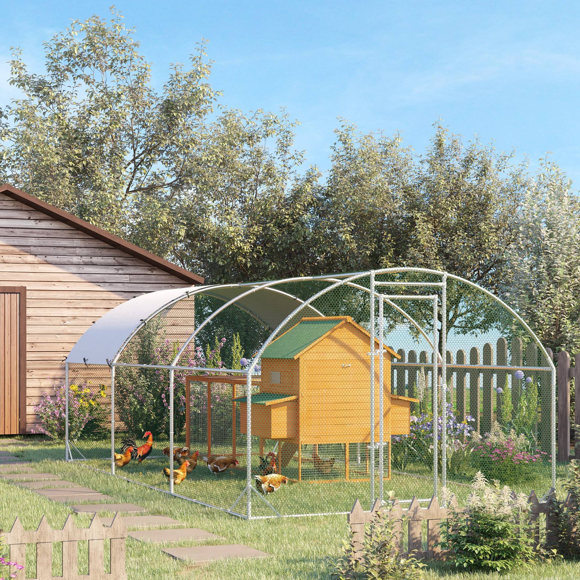 Pawhut Gallinero Para Exterior 5,7x2,8x1,97 M Para 12-18 Gallinas De Acero Galvanizado_4