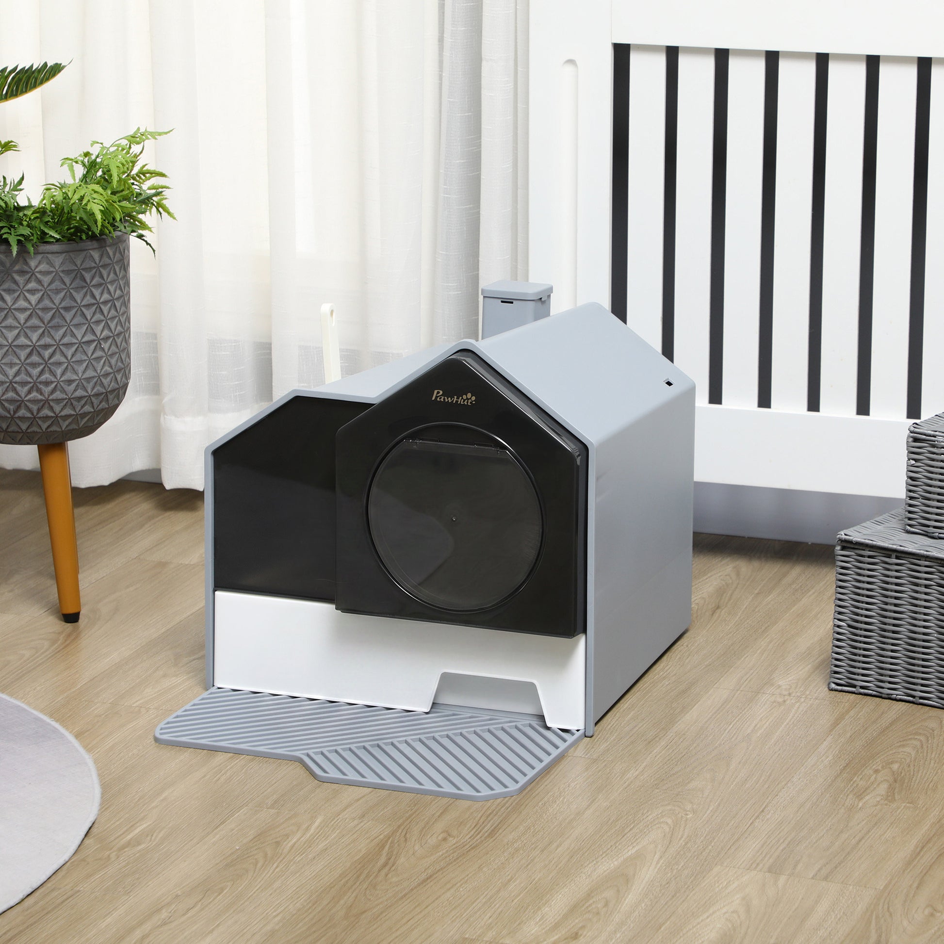 Pawhut Arenero Cubierto Para Gatos Con Bandeja Extraíble Pala Filtro 47x45x42 Cm_1