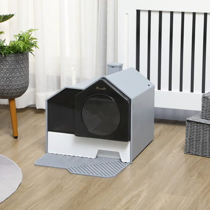 Pawhut Arenero Cubierto Para Gatos Con Bandeja Extraíble Pala Filtro 47x45x42 Cm_1