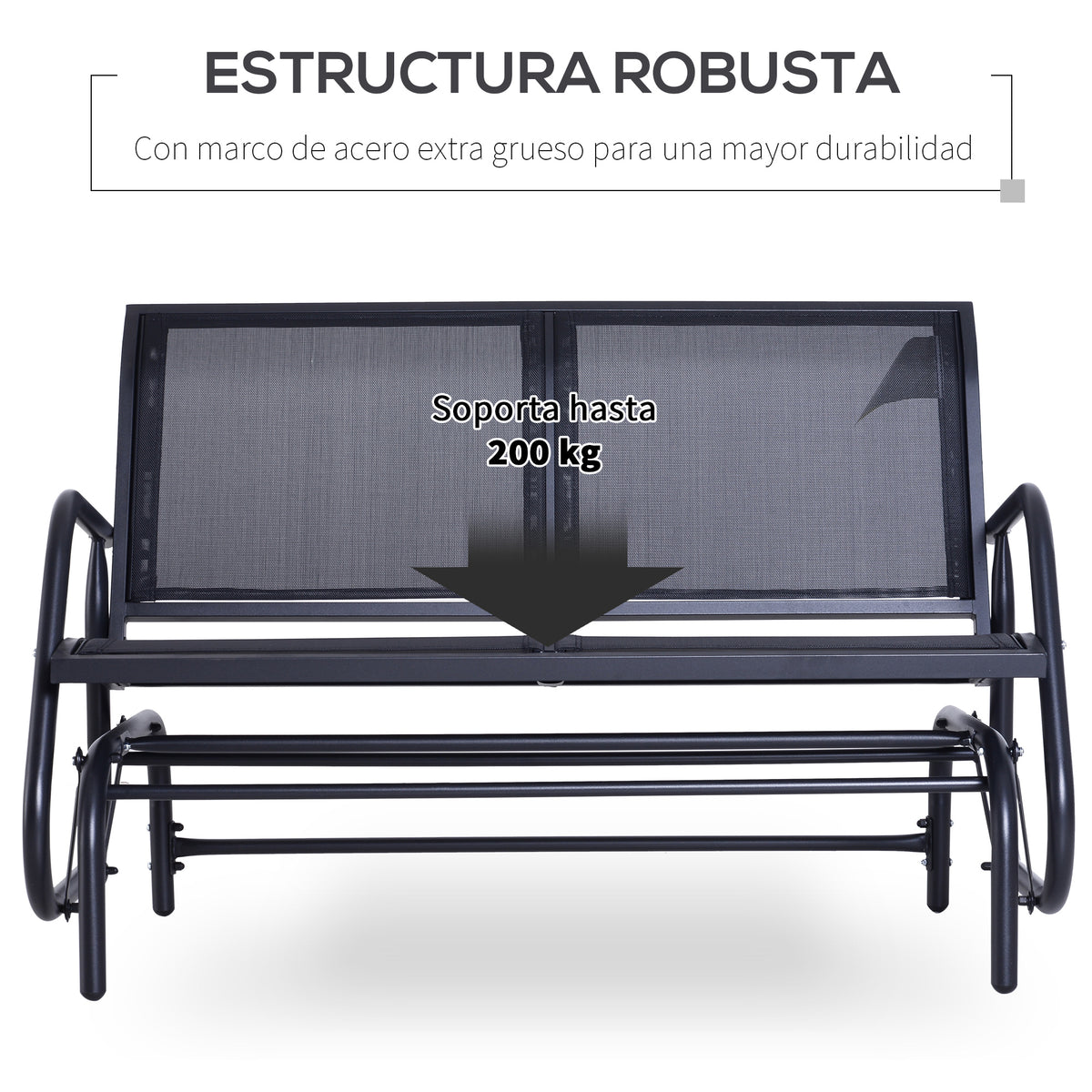 Outsunny Banco Balancín Jardín Columpio De 2 Plazas Estable Tubo Metal 120x70x85_5