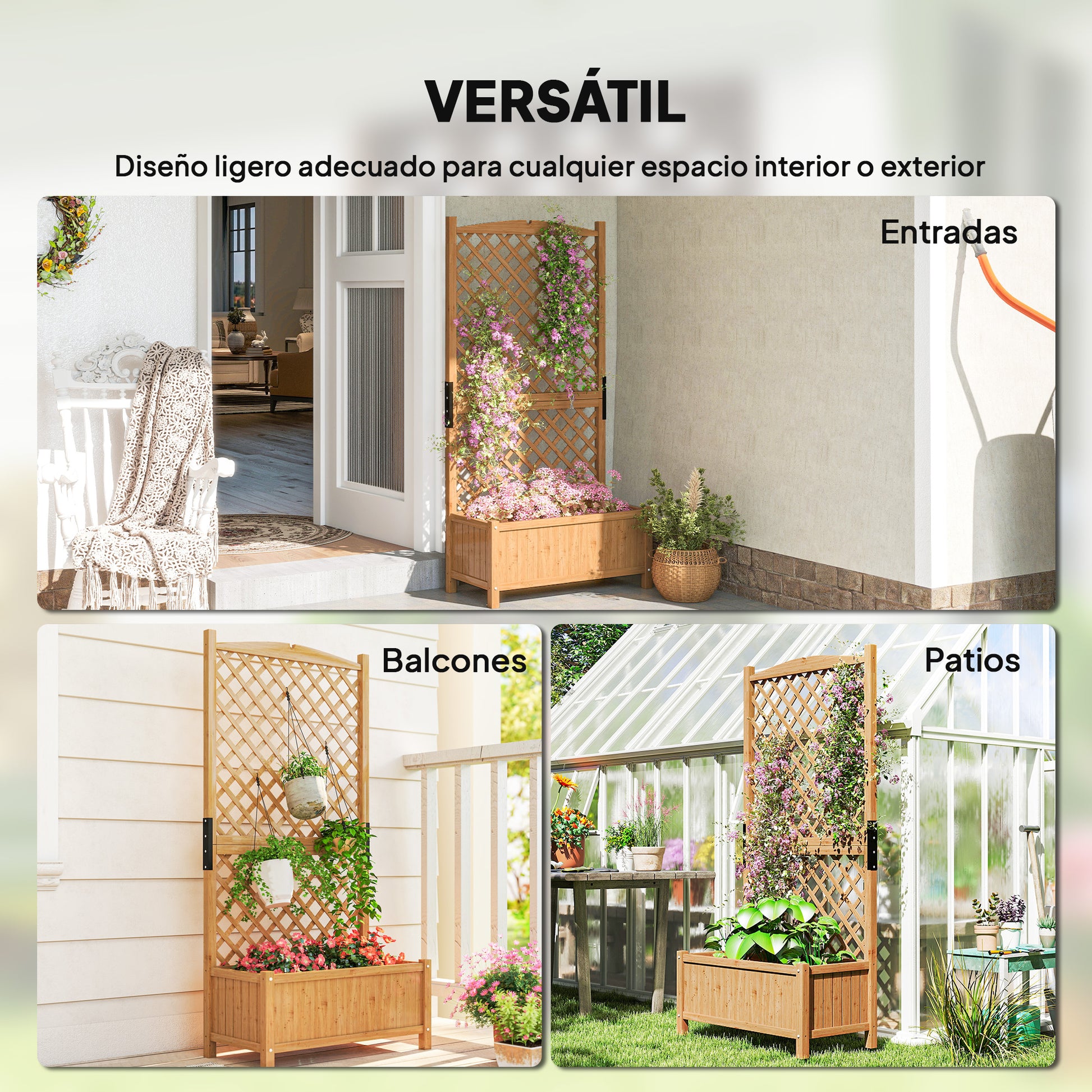 Outsunny Arriate De Jardín Con Enrejado Para Trepadora Cultivos 90x45x180 Cm_5