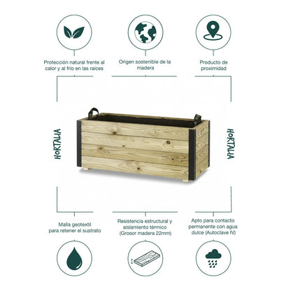 Jardinera De Madera Con Refuerzo De Aluminio 90x40x40 Cm Ghio Al Hortalia_4