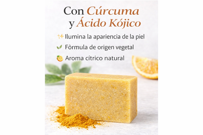 Jabón Sólido Natural con Cúrcuma y Ácido Kójico 100 g | Limpieza Iluminadora para el Rostro | M&amp;On Naturals_1