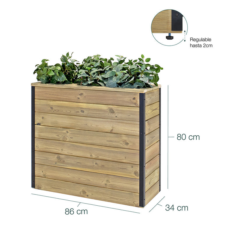 Jardinera Con Autorriego De Madera Nidum Interior Y Exterior Hortalia 86x34x80 Cm_5