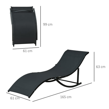 Outsunny 2 Tumbonas Plegables Forma De S Aluminio Texteline Para Terraza Negro_2