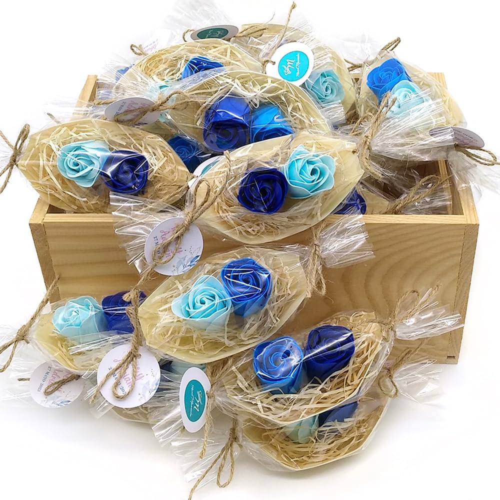 10 Barcas Con Flores Para Regalo Invitados (azul) - Rosas De Jabón Para Baño Aromático. Detalle Original Para Eventos_3