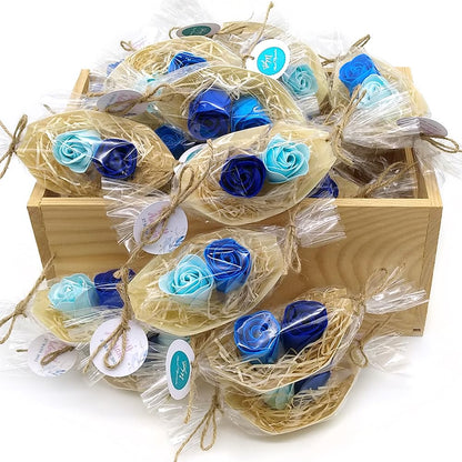 100 Barcas Con Flores Para Regalo Invitados (azul) - Rosas De Jabón Para Baño Aromático. Detalle Original Para Eventos_0