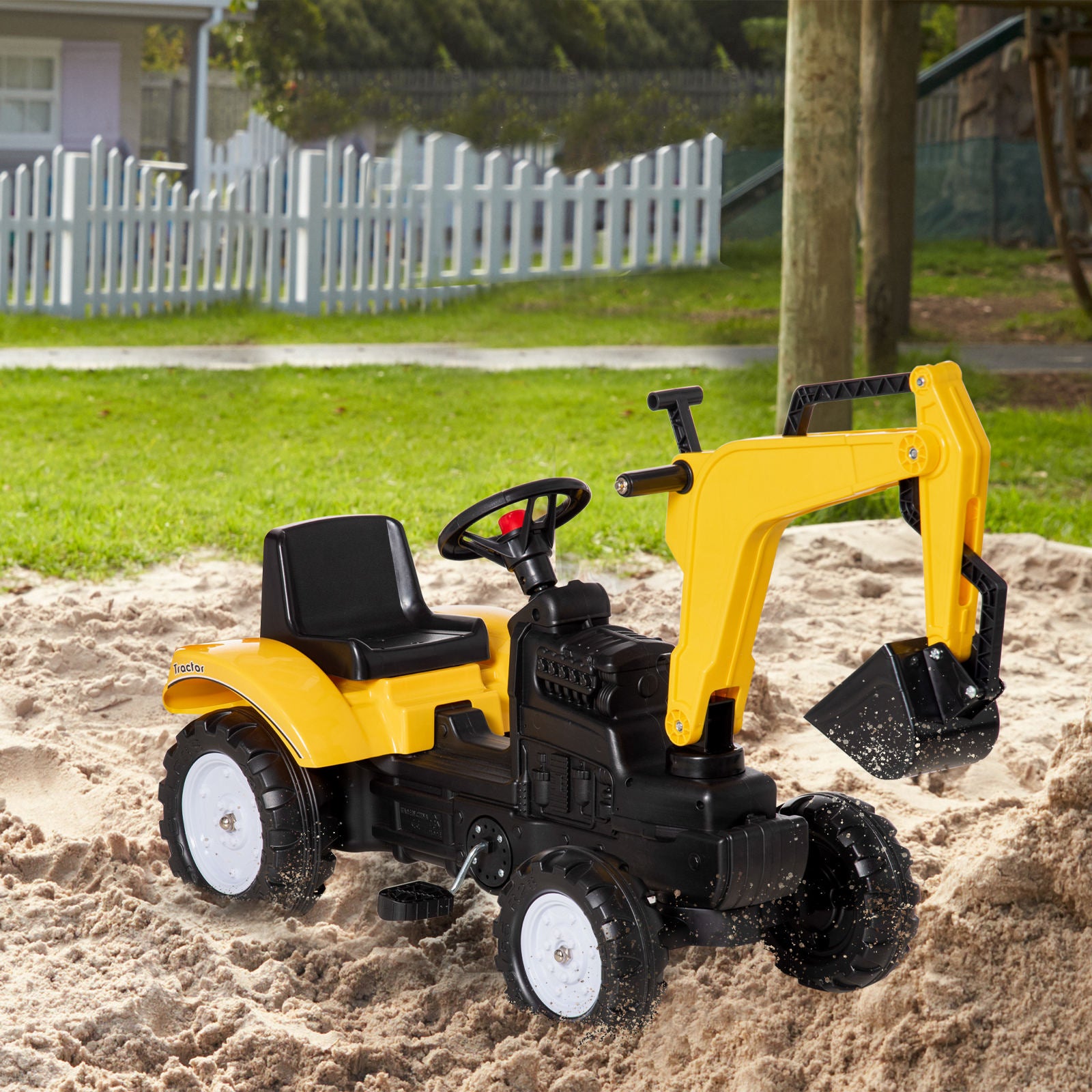 Homcom Tractor A Pedales Para Niños De +3 Años 107x42x71 Cm Amarillo_1
