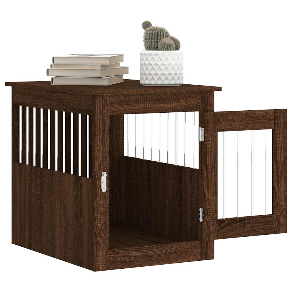 Jaula Para Perros Madera De Ingeniería Roble Marrón 55x75x65 Cm_4