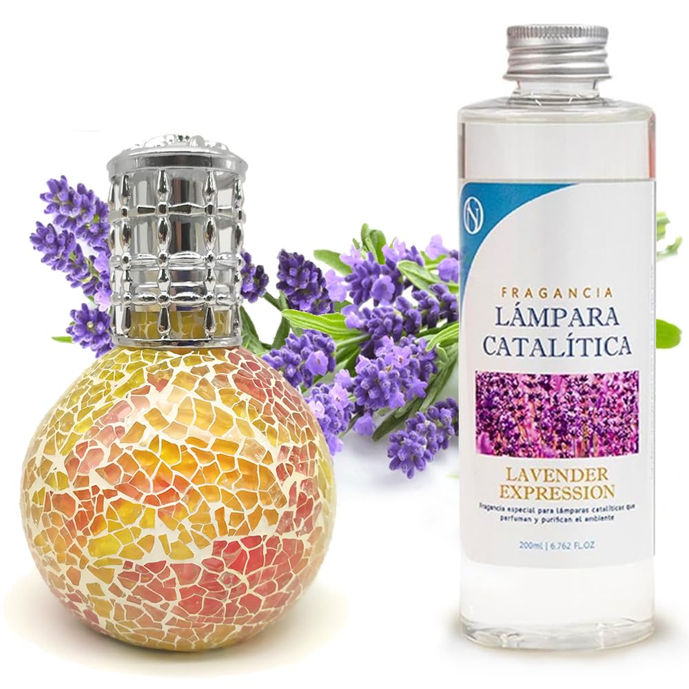 Lámpara Catalítica Mosaico Bicolor + Aroma Lavender Expression 200ml - Elimina Malos Olores, Impurezas Y Perfuma_0