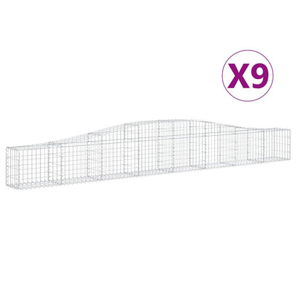 Cestas De Gaviones 9 Uds Forma De Arco Hierro 400x30x40/60 Cm_0