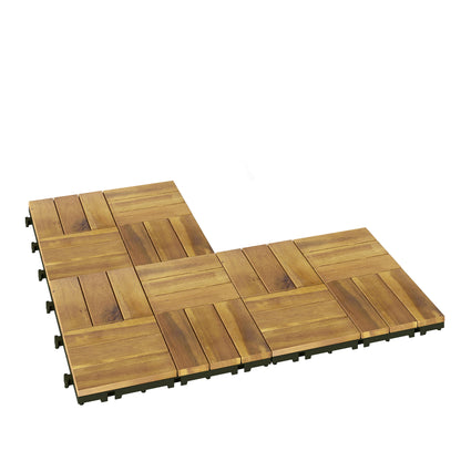 Outsunny Set De 10 Piezas Baldosas De Exterior De Madera 31x31 Cm 0,91m² Natural_0