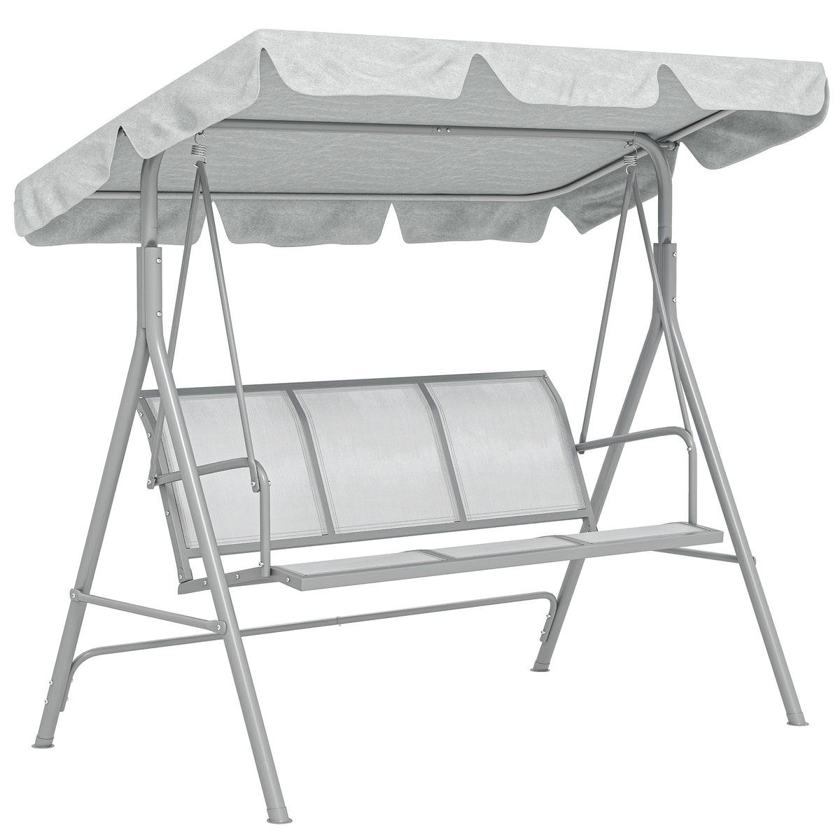 Outsunny Columpio Balancín Jardín De 3 Plazas Con Toldo Ajustable Terraza Gris_0