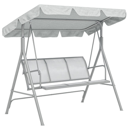 Outsunny Columpio Balancín Jardín De 3 Plazas Con Toldo Ajustable Terraza Gris_0