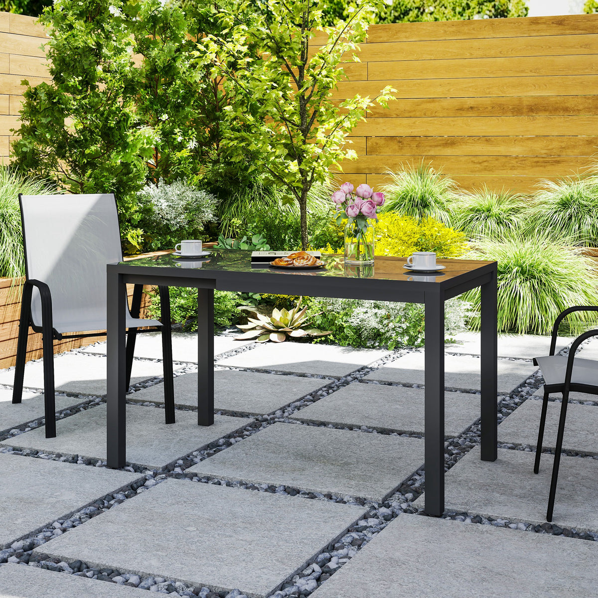 Outsunny Mesa De Jardín Extensible 85-125 Cm Con Borde De Aluminio Gris Oscuro_3