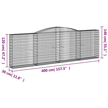 Cestas De Gaviones 2 Uds Forma De Arco Hierro 400x30x120/140cm_5