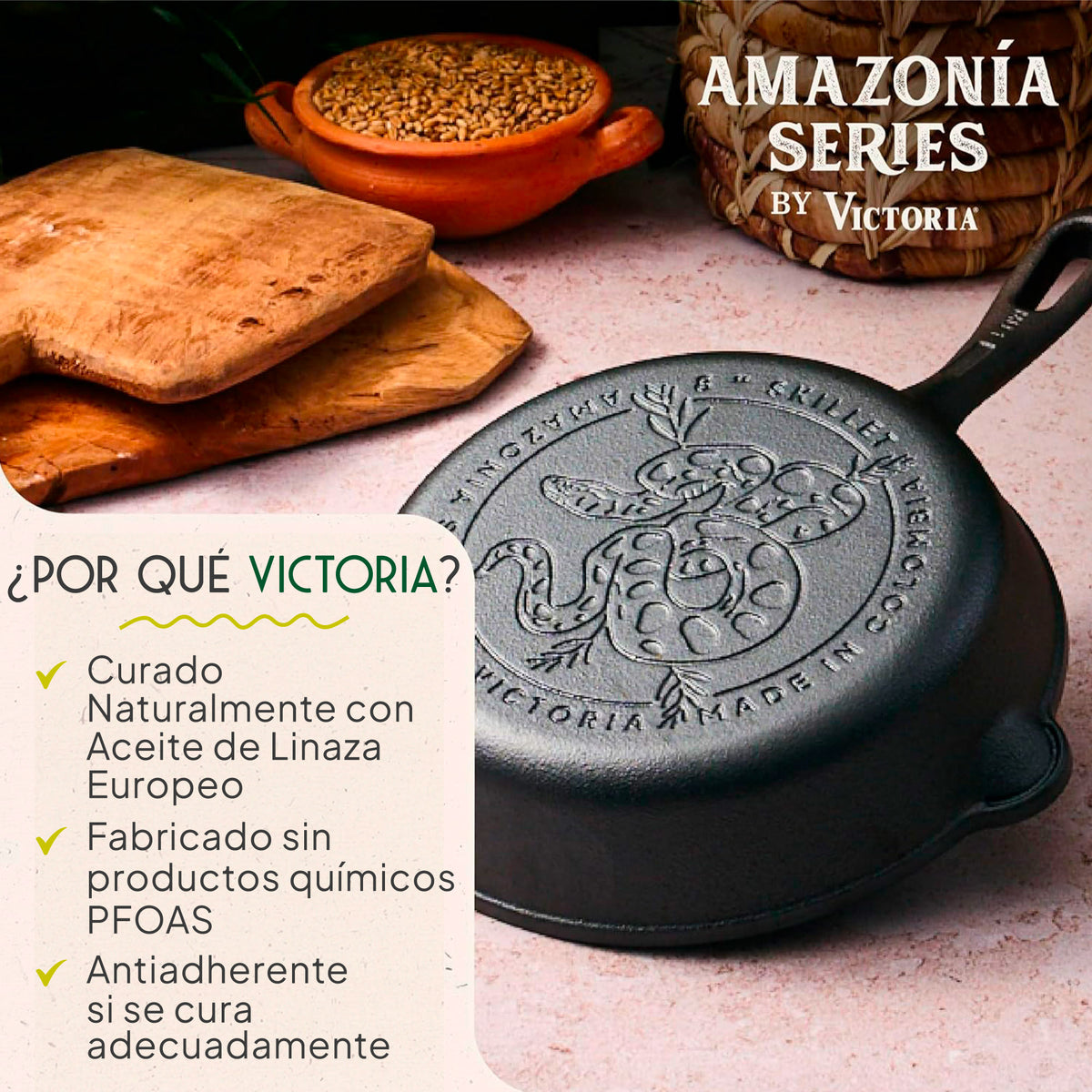 Victoria Sartén Hierro Fundido Curado Amazonía Anaconda Inducción 20cm_1