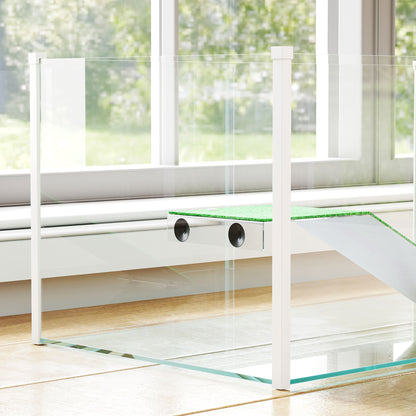 Pawhut Acuario Para Tortugas Con Plataforma Y Rampa 60x35x28 Cm Blanco_4