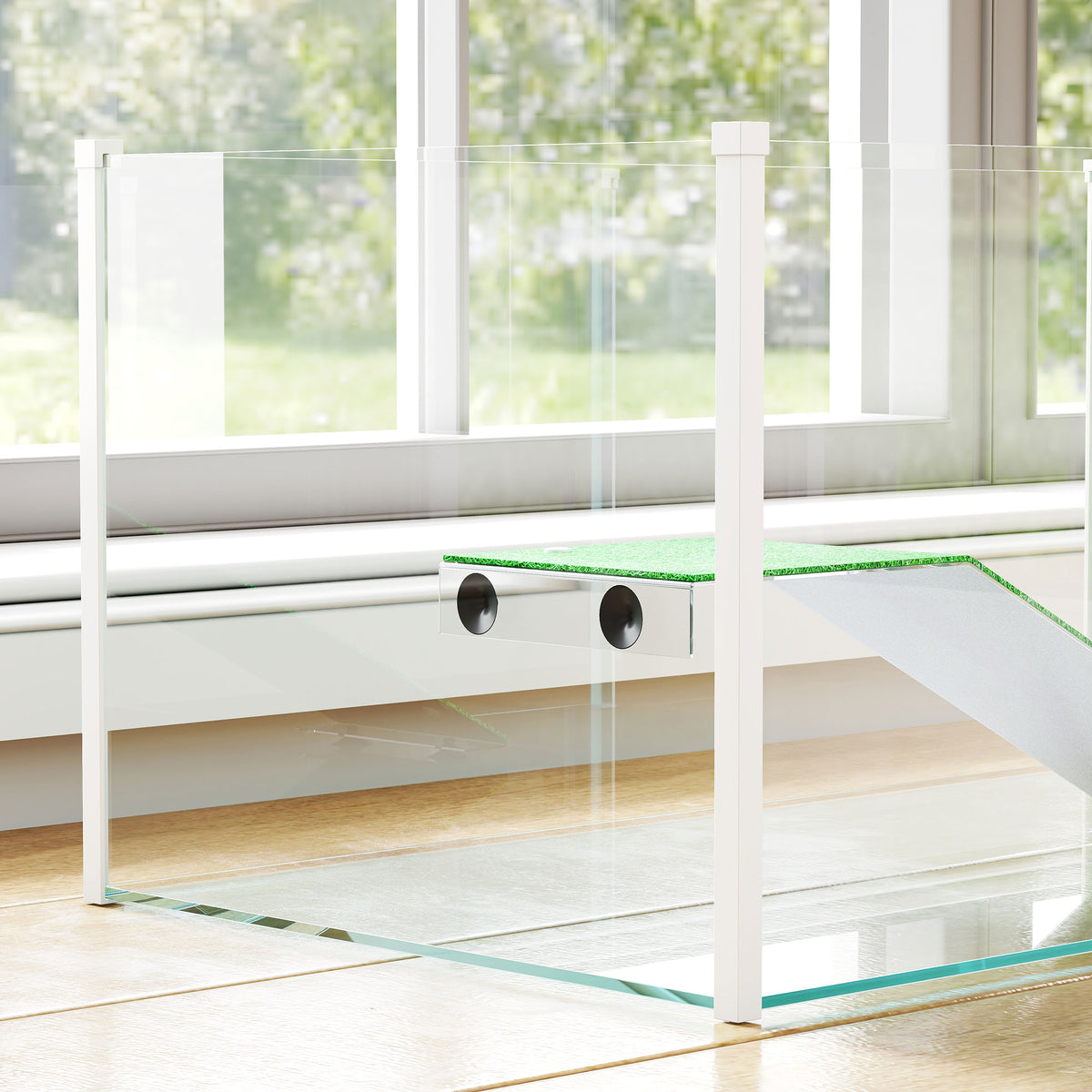 Pawhut Acuario Para Tortugas Con Plataforma Y Rampa 60x35x28 Cm Blanco_3