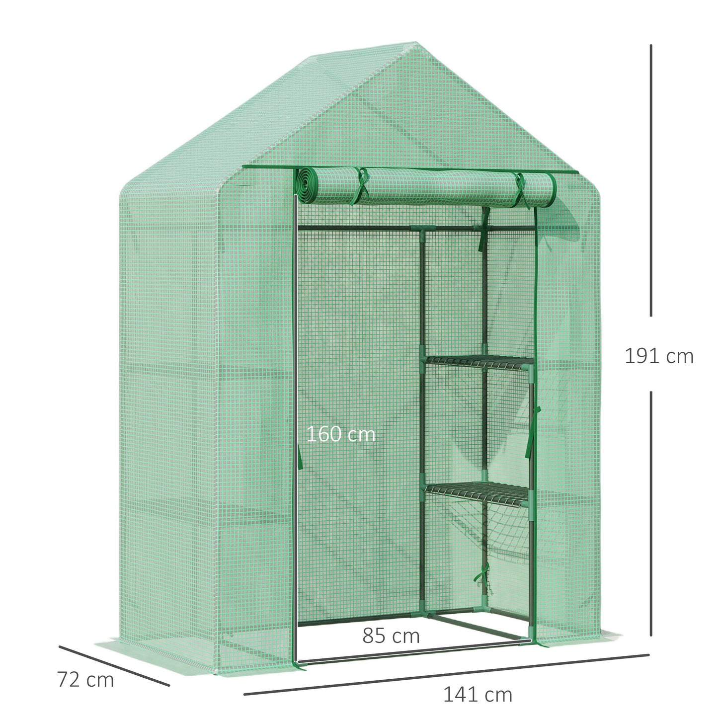 Outsunny Invernadero De Jardín 141x72x191 Cm Vivero Casero Con 4 Estantes Verde_2