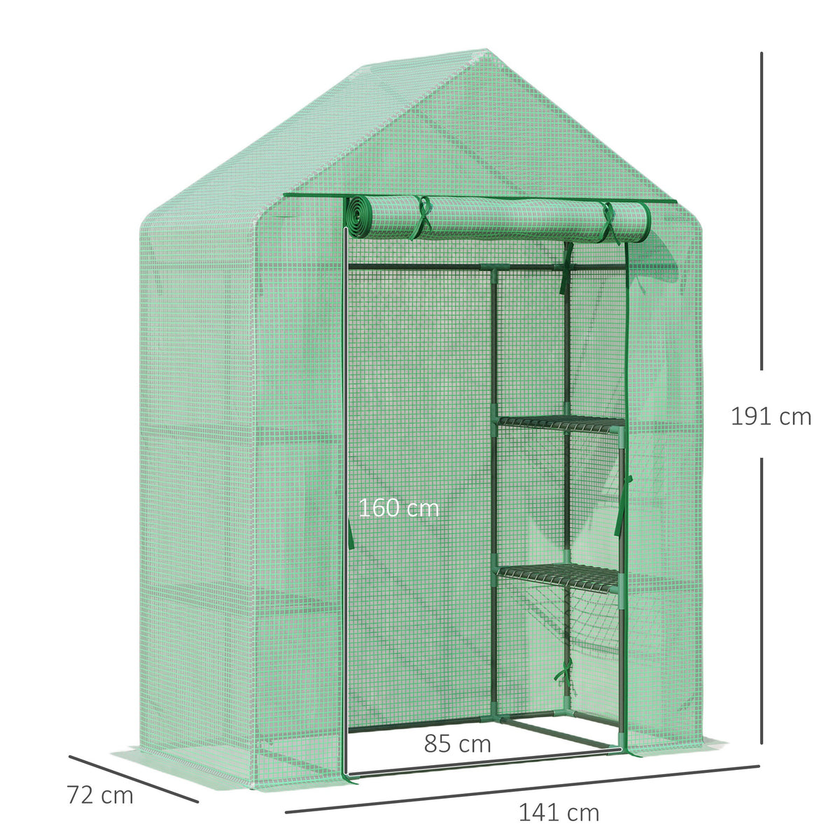 Outsunny Invernadero De Jardín 141x72x191 Cm Vivero Casero Con 4 Estantes Verde_2