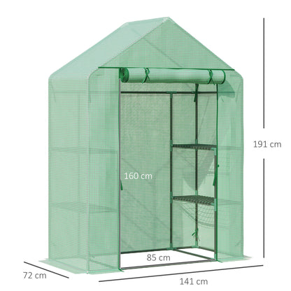 Outsunny Invernadero De Jardín 141x72x191 Cm Vivero Casero Con 4 Estantes Verde_2
