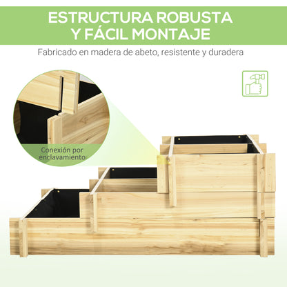 Outsunny Jardinera De Madera Con Diseño De Escalera 93x93x35 Cm Natural_5